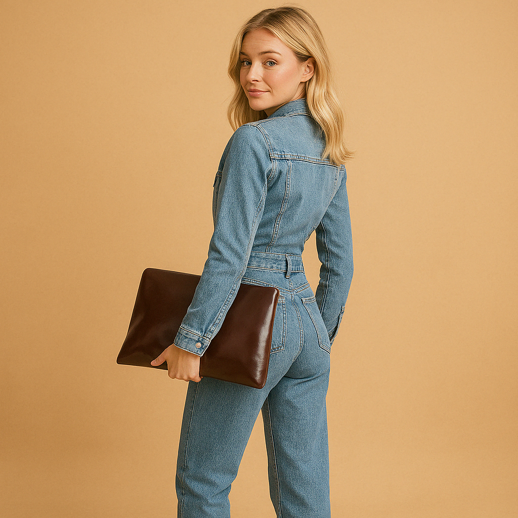 Denim Jumpsuit with Long Sleeves and Straight Fit | Lara