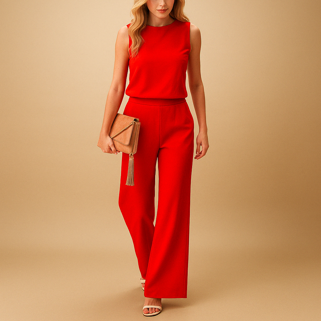 Wide-Leg Jumpsuit with Round Neck for Women | Anna