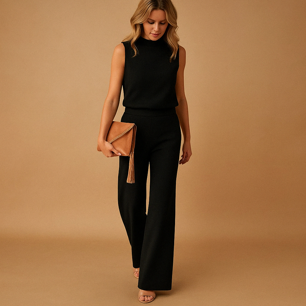 Wide-Leg Jumpsuit with Round Neck for Women | Anna
