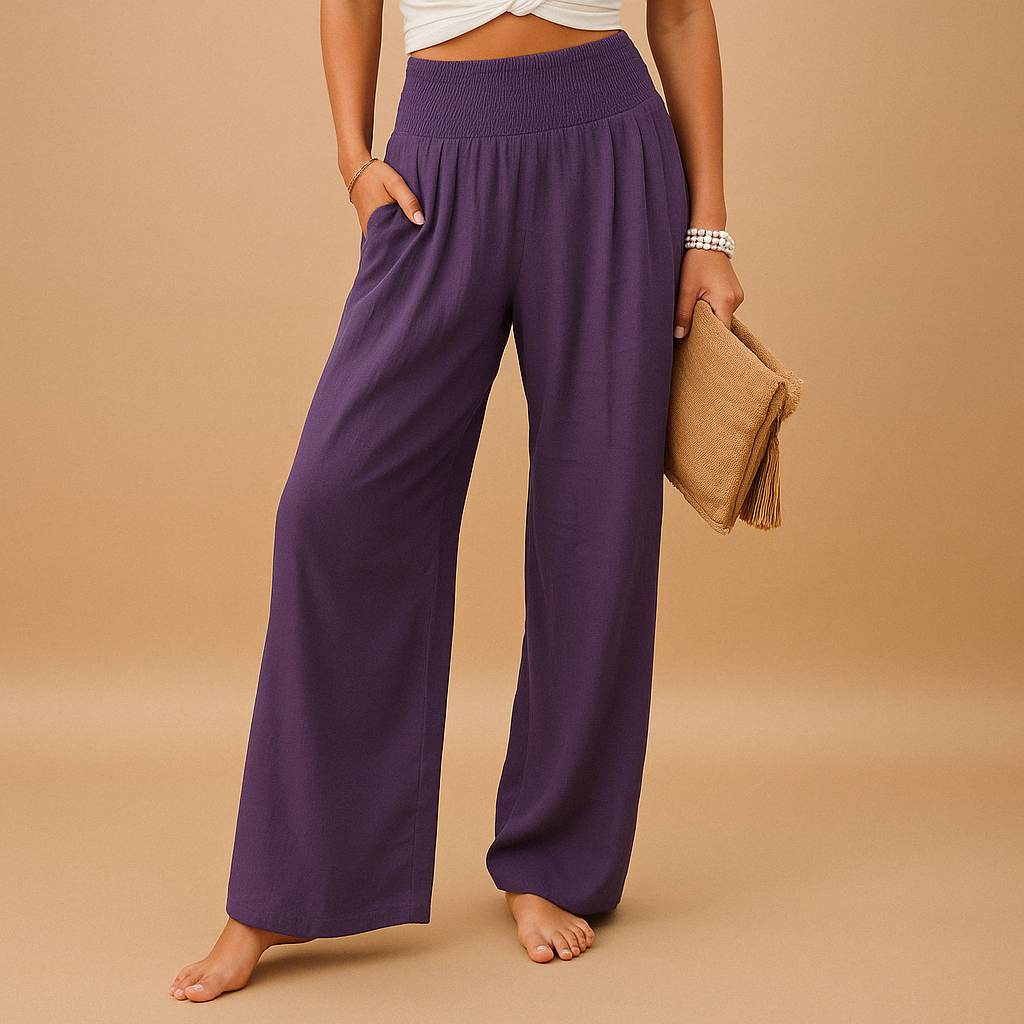 Breathable Summer Pants with Elastic Waist for Ladies | Emma