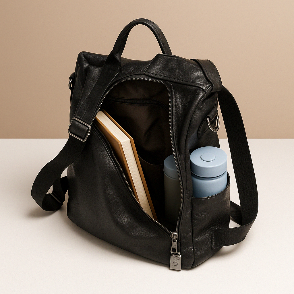 Anti-theft leather backpack for women | Meredith