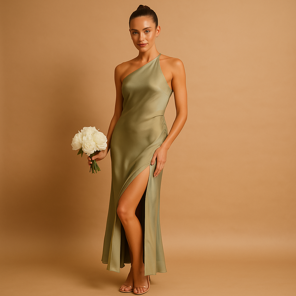 Asymmetrical Evening Dress with Split for Women | Delphine