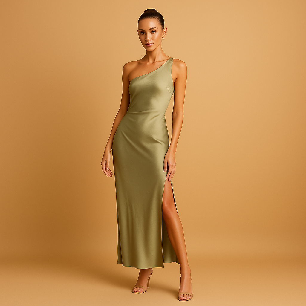 Asymmetrical Evening Dress with Split for Women | Delphine