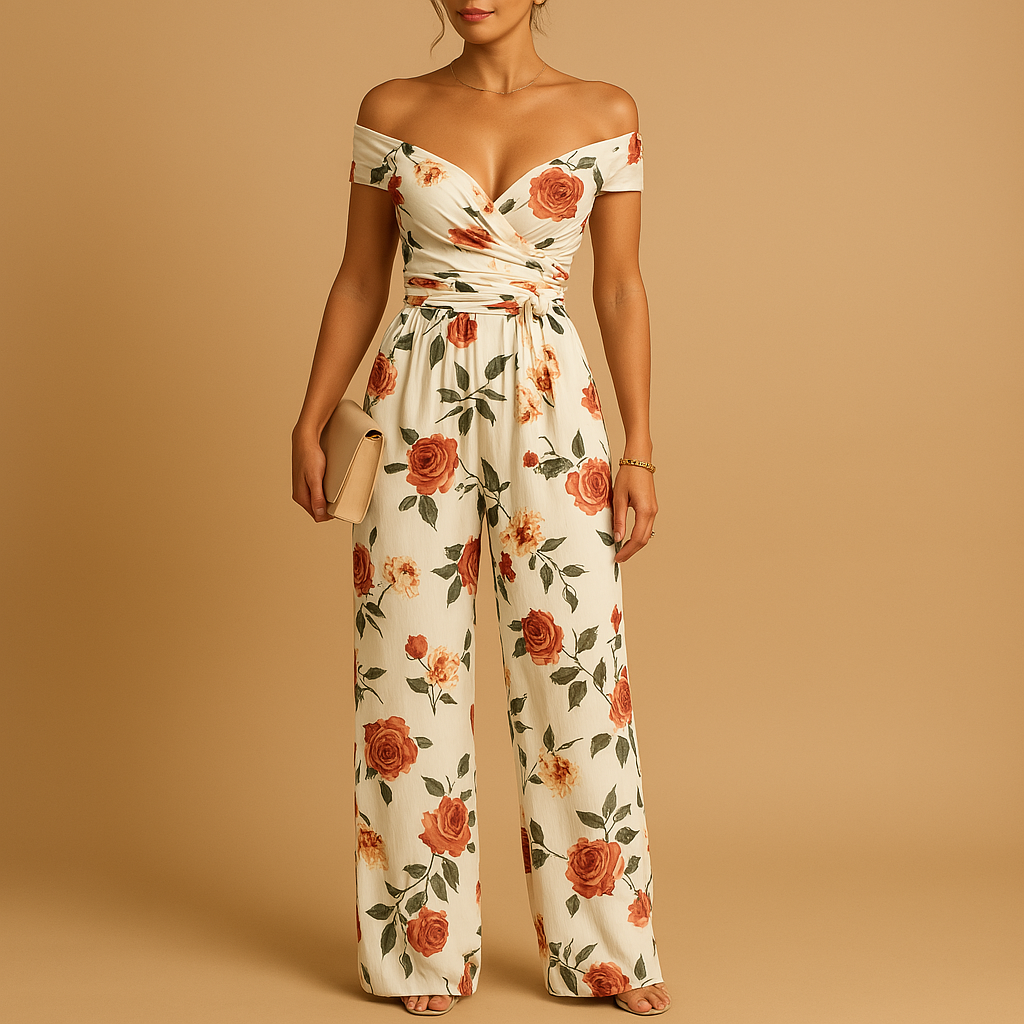Womens Jumpsuit with Floral Print and Off-Shoulder Design | Juliette