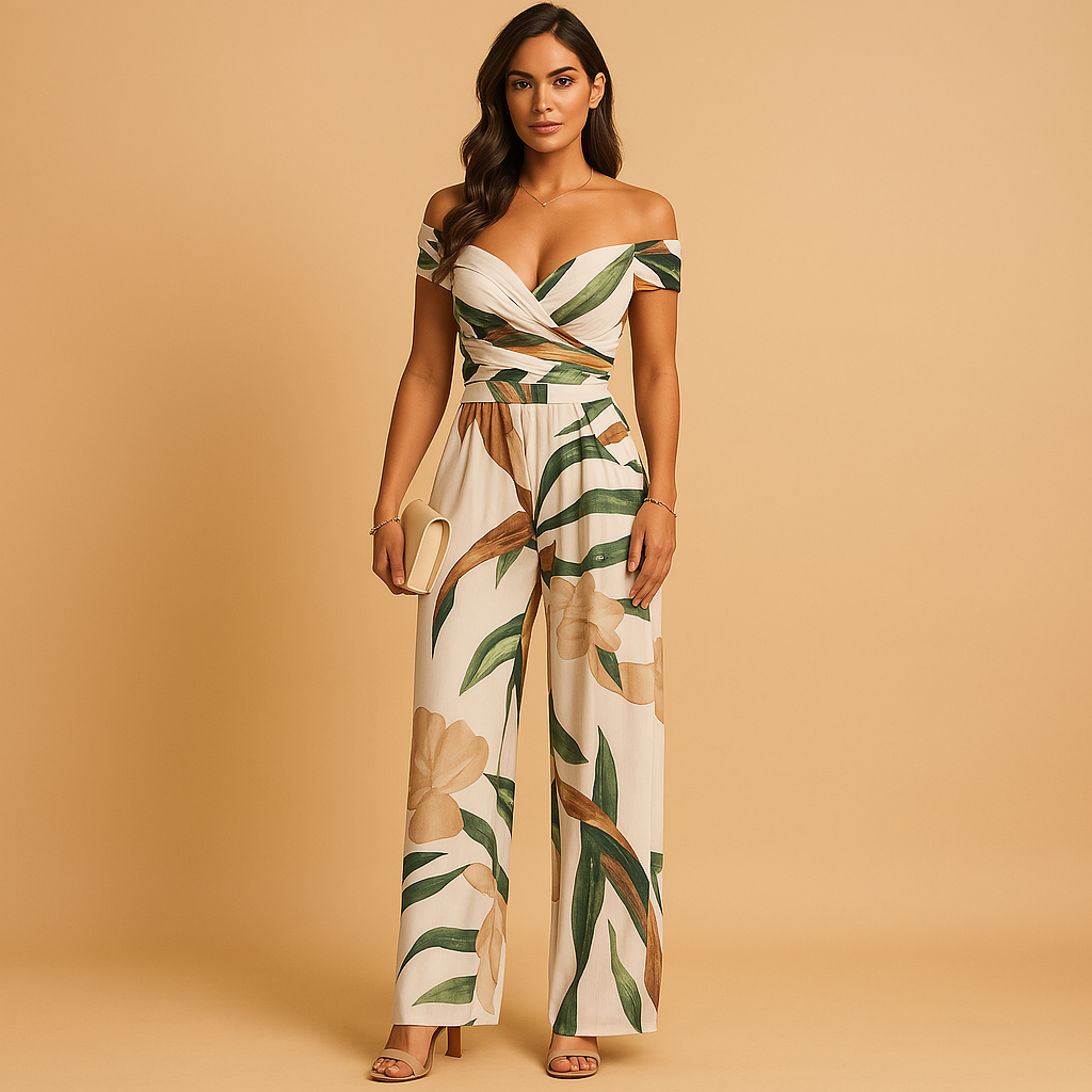 Womens Jumpsuit with Floral Print and Off-Shoulder Design | Juliette