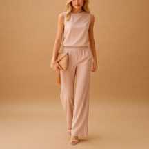 Wide-Leg Jumpsuit with Round Neck for Women | Anna