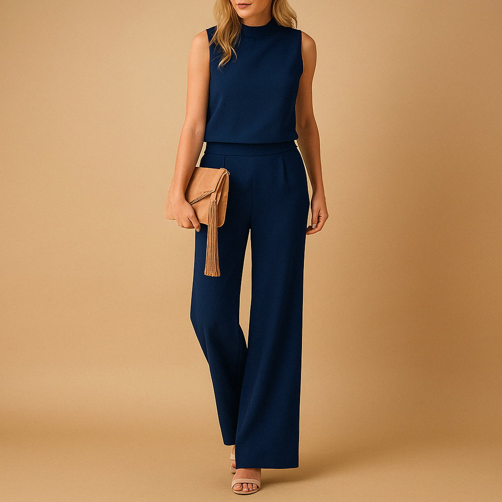 Wide-Leg Jumpsuit with Round Neck for Women | Anna