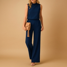 Wide-Leg Jumpsuit with Round Neck for Women | Anna