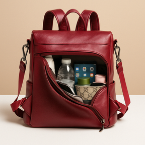 Anti-theft leather backpack for women | Meredith