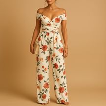 Womens Jumpsuit with Floral Print and Off-Shoulder Design | Juliette