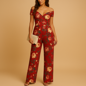 Womens Jumpsuit with Floral Print and Off-Shoulder Design | Juliette