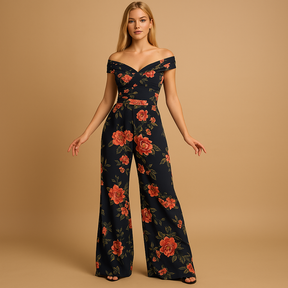 Womens Jumpsuit with Floral Print and Off-Shoulder Design | Juliette