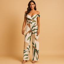 Womens Jumpsuit with Floral Print and Off-Shoulder Design | Juliette