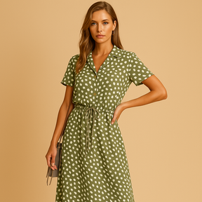 Formal Midi Dress with Short Sleeves for Women | Clara