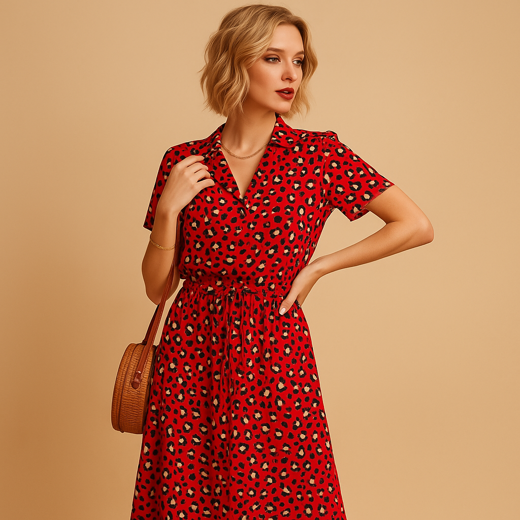Formal Midi Dress with Short Sleeves for Women | Clara