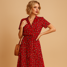Formal Midi Dress with Short Sleeves for Women | Clara