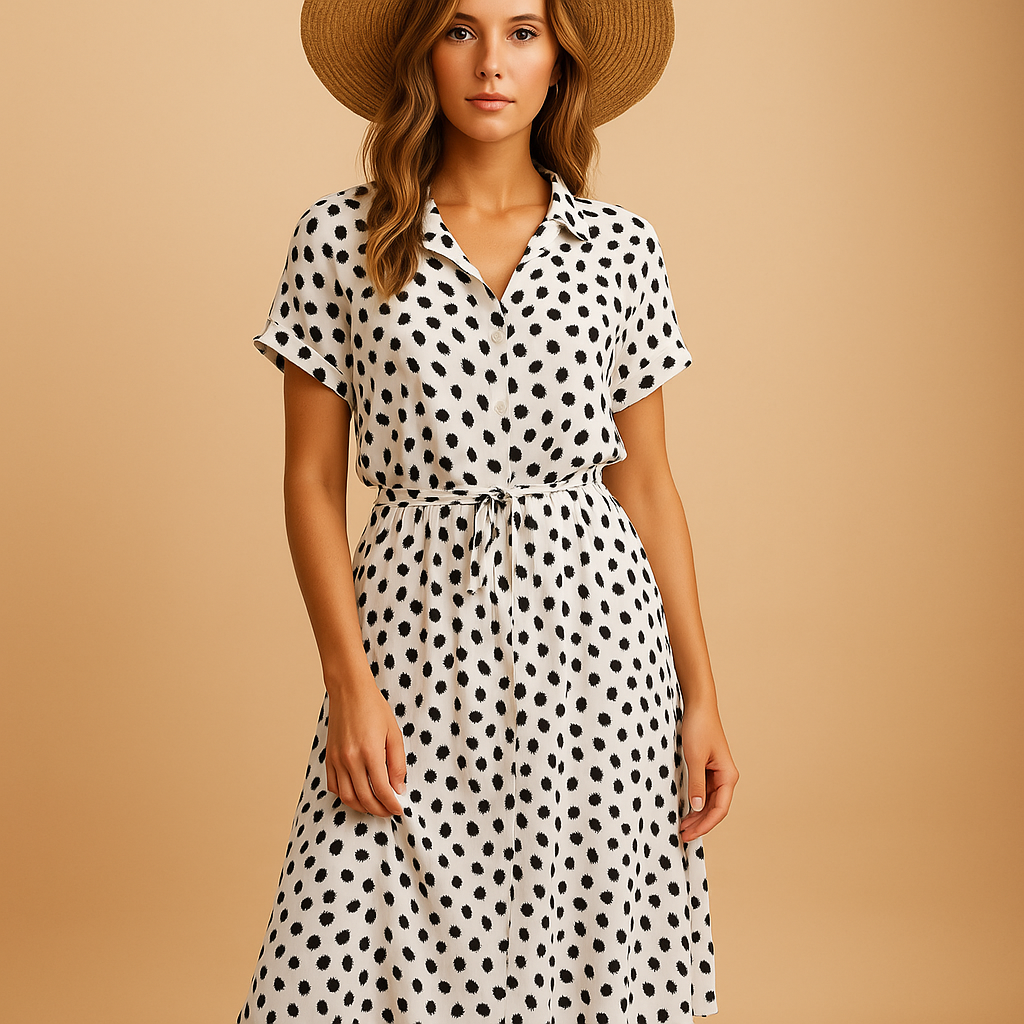 Formal Midi Dress with Short Sleeves for Women | Clara