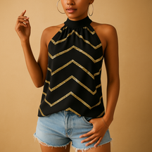 Women's Blouse with Stripes and Low Collar for Summer | Veerle