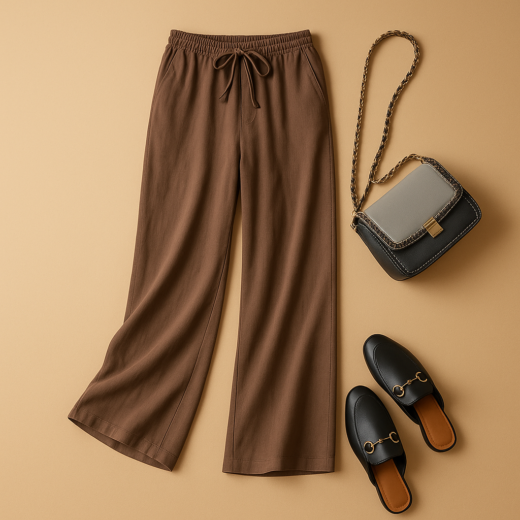 Linen Wide Leg Pants for Women with Elastic Waist | Fleur