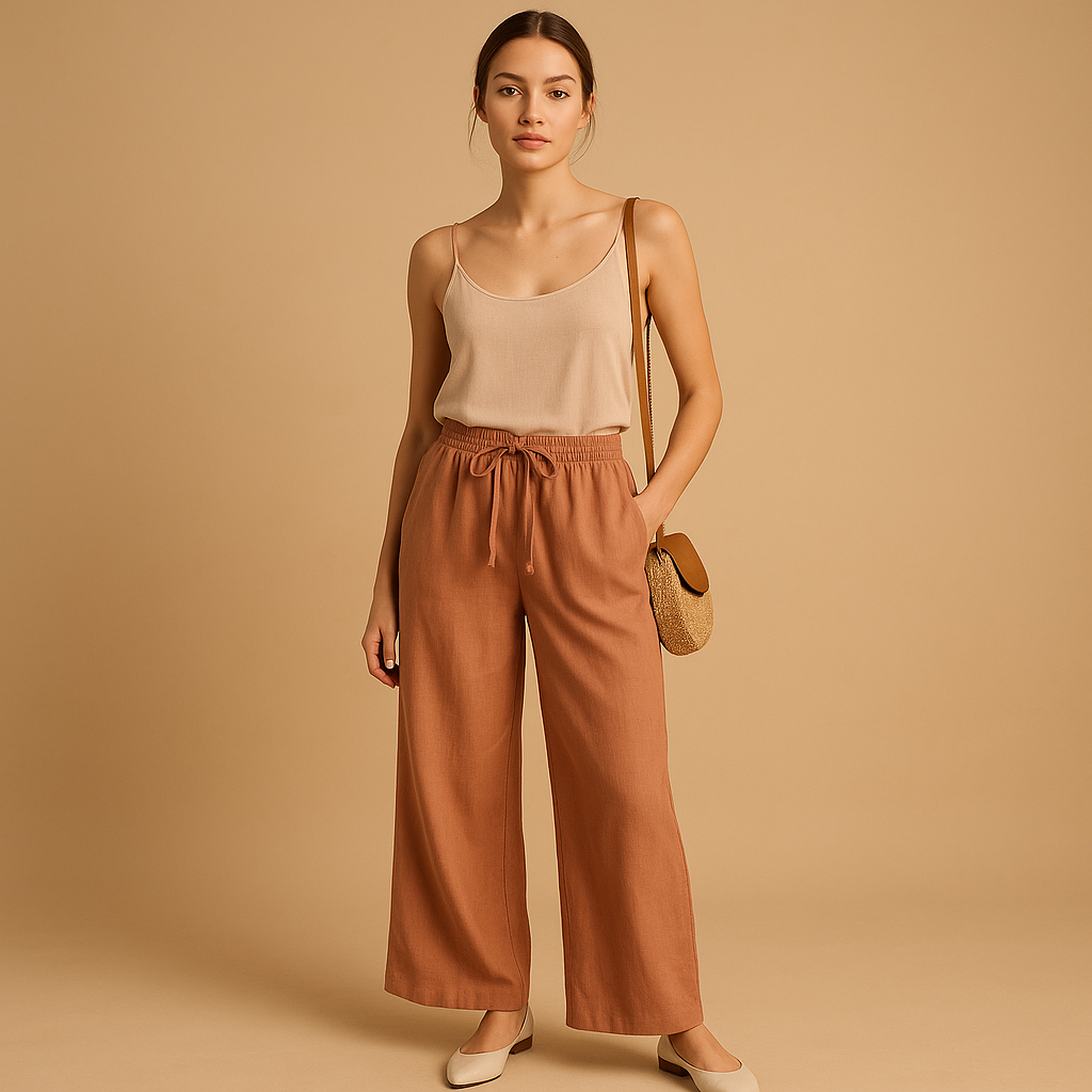 Linen Wide Leg Pants for Women with Elastic Waist | Fleur