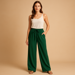 Linen Wide Leg Pants for Women with Elastic Waist | Fleur