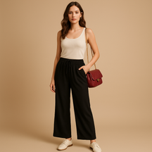 Linen Wide Leg Pants for Women with Elastic Waist | Fleur
