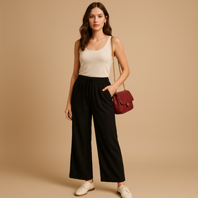 Linen Wide Leg Pants for Women with Elastic Waist | Fleur