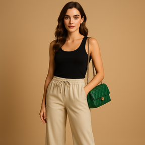 Linen Wide Leg Pants for Women with Elastic Waist | Fleur
