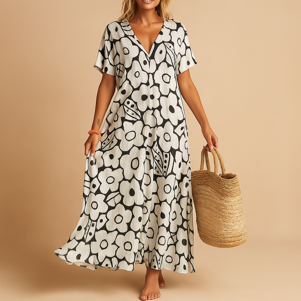 Breathable Summer Dress with Short Sleeves for Women | Hannah
