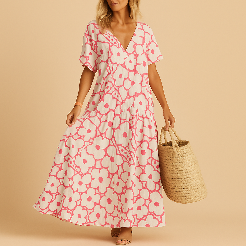 Breathable Summer Dress with Short Sleeves for Women | Hannah