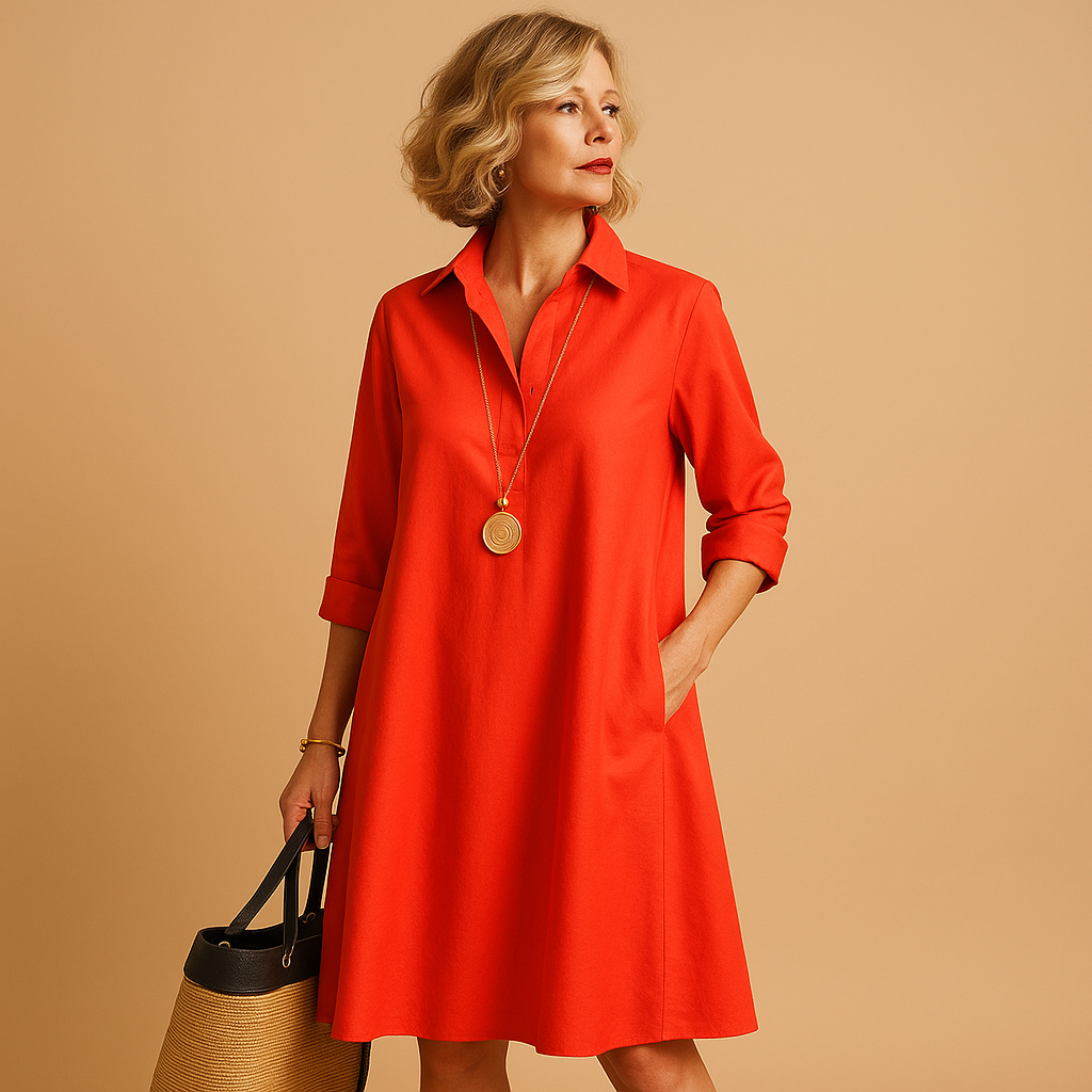 Women's Elegant Stretch Polo Dress for Casual or Office Wear | Ylva