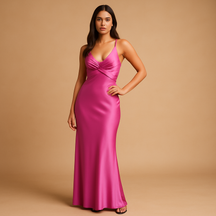 Elegant Evening Dress with Halter Neck and Twist Detail | Celeste